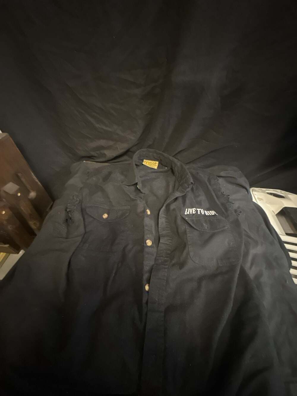 Coast Men's Black 'Live to Ride' Button-Up Shirt - 2XL